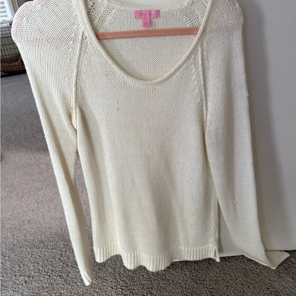 Lilly Pulitzer Cream Scoop Neck Lightweight Knit Top